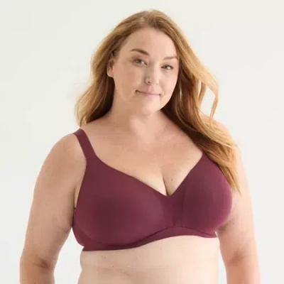 Liz Claiborne Cool Touch Lightly Lined Wireless Full Coverage Bra 351864 In Red