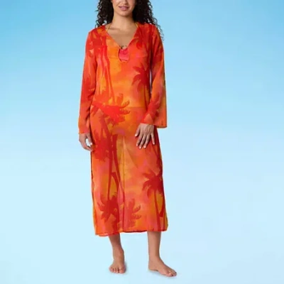 Mynah Womens Exotic Dress Swimsuit Cover-up In Orange