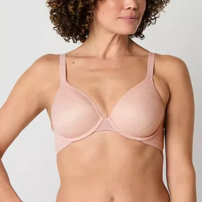 Liz Claiborne No Show Plunge Full Coverage Bra 355387 In Pink