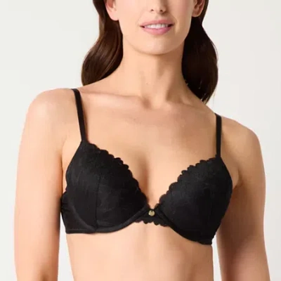 Ambrielle Tulip Lace Push Up Bra In Black