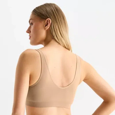 Ambrielle Seamless Womens Light Support Bralette In Sand