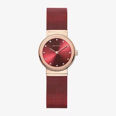 Bering Womens Red Stainless Steel Bracelet Watch 10126-363 In Red
