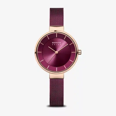 Bering Womens Purple Stainless Steel Bracelet Watch 14631-969 In Burgundy