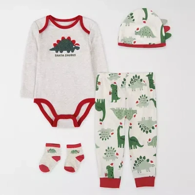 Baby Essentials Santa Saurus Baby Boys 4-pc. Pant Set In Sand