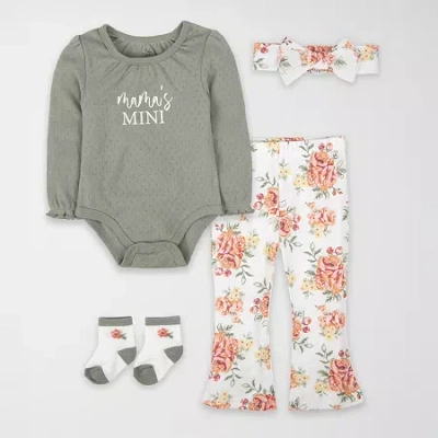 Baby Essentials Baby Girls 4-pc. Pant Set In Multi