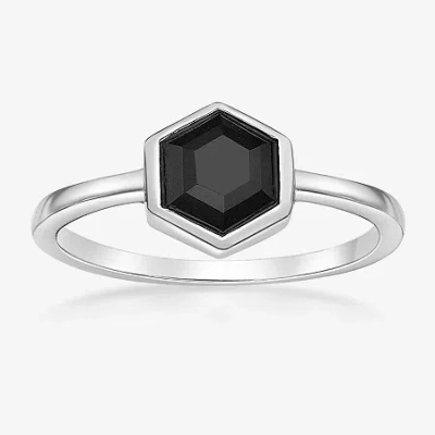 Fine Jewelry Womens Genuine Black Onyx Sterling Silver Round Cocktail Ring In Transparent