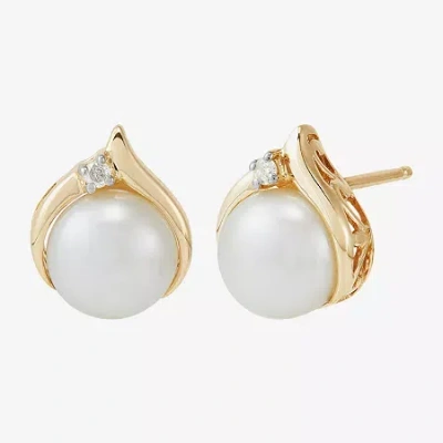 Sofia Certified  Cultured Freshwater Pearl & Diamond-accent 10k Gold Earrings In Gold
