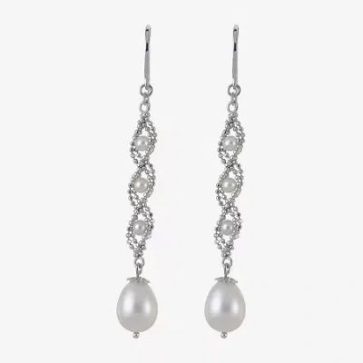 Fine Jewelry Sterling Silver Fresh Water Pearl Lace Earrings In Transparent