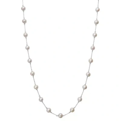 Fine Jewelry Womens Cultured Freshwater Pearl 10k White Gold Strand Necklace In Transparent