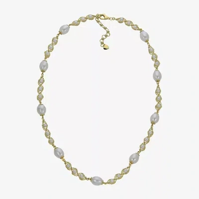 Fine Jewelry Cultured Freshwater Pearl 14k Gold Over Sterling Silver Brilliance Bead Necklace In Transparent