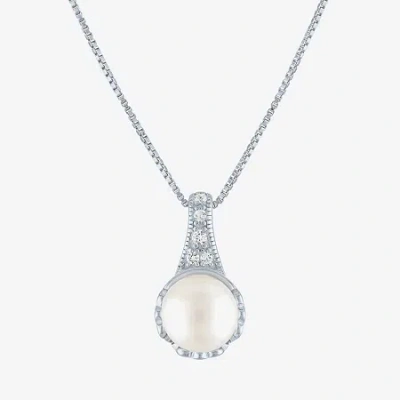 Fine Jewelry Gemstone Sterling Silver Cushion Pendant Necklace In White