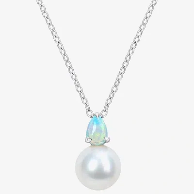 Fine Jewelry Womens White Cultured Freshwater Pearl & Gemstone 18k Gold Over Silver Pendant Necklace In Multi