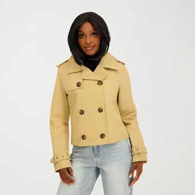 Jessica Simpson Womens Water Resistant Midweight Cropped Coat In Brown