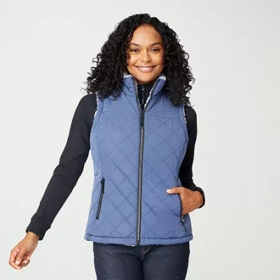 Free Country Womens Reversible Midweight Quilted Vest In Blue
