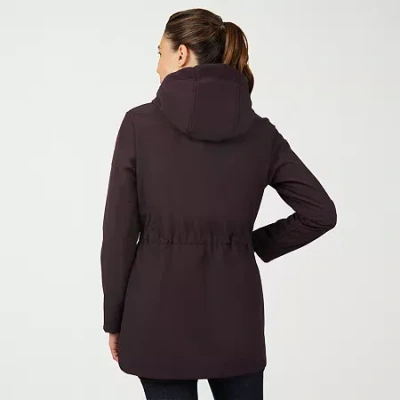 Free Country Womens Hooded Water Resistant Lightweight Softshell Jacket In Burgundy