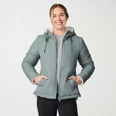 Free Country Womens Hooded Reversible Midweight Quilted Jacket In Multi