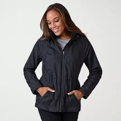 Free Country Womens Hooded Water Resistant Midweight Windbreaker In Black