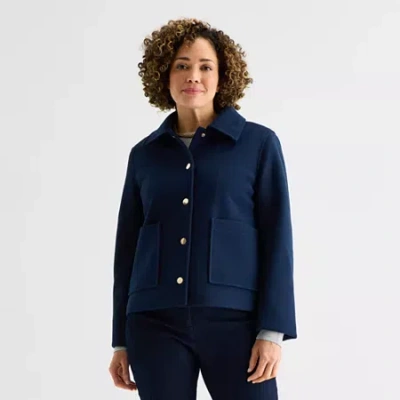 Liz Claiborne Womens Midweight Peacoat In Blue