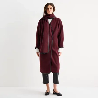Worthington Womens Midweight Coat In Red