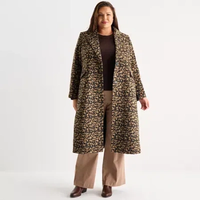 Liz Claiborne Womens Plus Heavyweight Car Coat In Multi