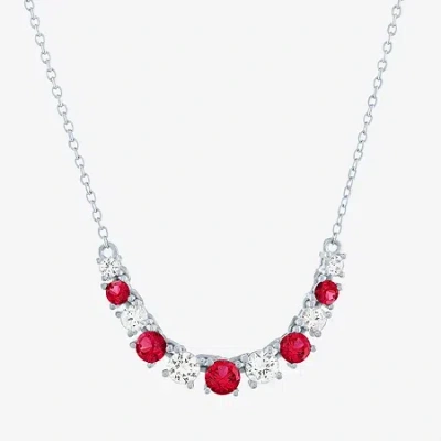 Fine Jewelry Womens Lab Created Gemstone Sterling Silver Collar Necklace In Red