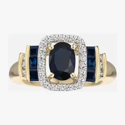 Fine Jewelry Genuine Gemstone & 1/7 Ct. T.w. Diamond 10k Gold Oval Cocktail Ring