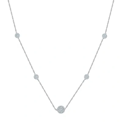 Fine Jewelry Womens Lab Created White Sapphire Sterling Silver 18 Inch Pendant Necklace In Transparent