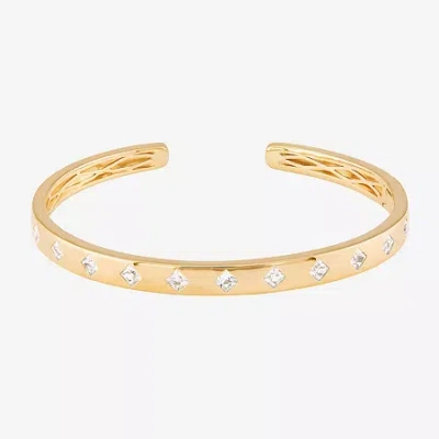 Fine Jewelry Womens White Sapphire 14k Gold Over Silver Cuff Bracelet In White