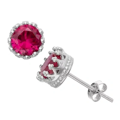 Fine Jewelry Lab-created Ruby Sterling Silver Earrings In Red