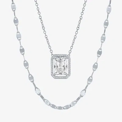 Fine Jewelry 2-pc.birthstone Necklace Set In Sterling Silver In White
