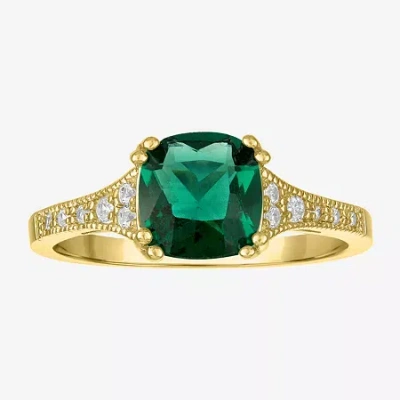 Fine Jewelry Gemstone 14k Gold Over Silver Cushion Cocktail Ring In Green