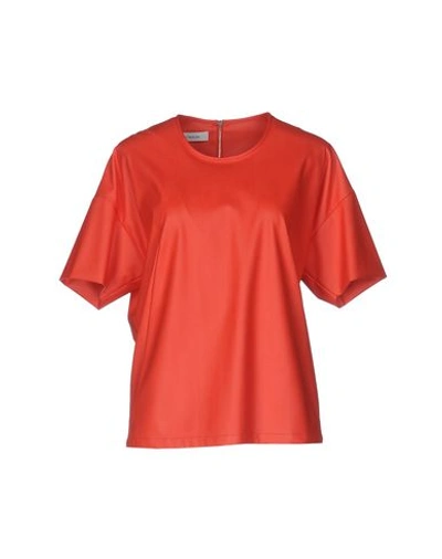 Cedric Charlier Solid Color Shirts & Blouses In Red