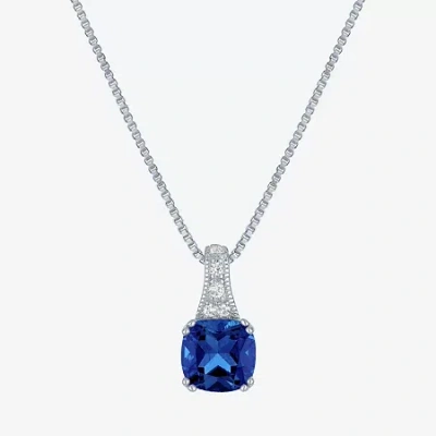 Fine Jewelry Gemstone Sterling Silver Cushion Pendant Necklace