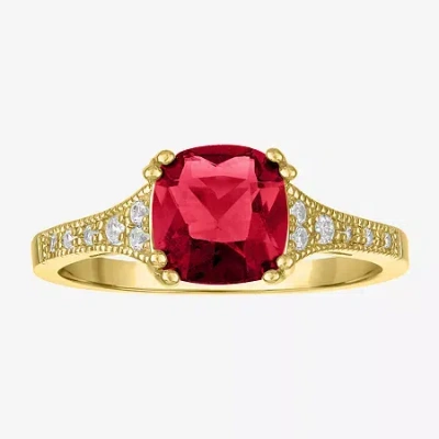 Fine Jewelry Gemstone 14k Gold Over Silver Cushion Cocktail Ring In Red