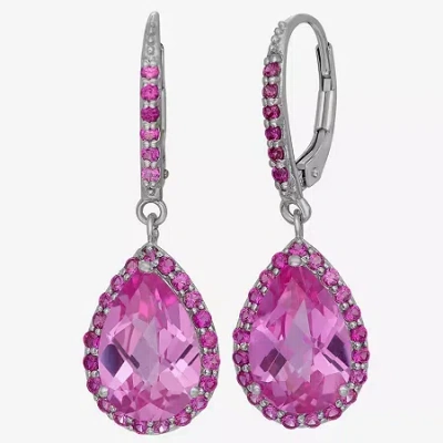 Fine Jewelry Lab-created Pink Sapphire & Ruby Sterling Silver Earrings In Pink
