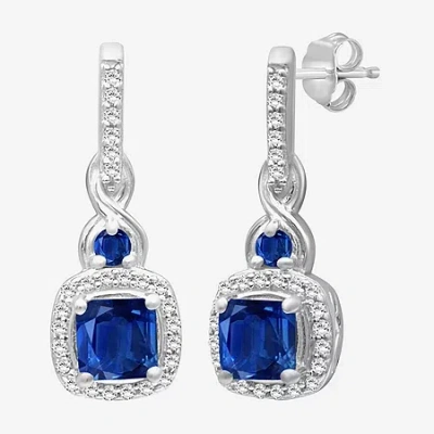 Fine Jewelry Womens Gemstone & 1/6 Ct. T.w. Natural Diamond 10k Gold Drop Earrings