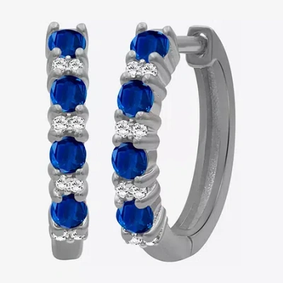 Fine Jewelry Womens Gemstone & 1/10 Ct. T.w. Natural Diamond 10k Gold 15.4mm Hoop Earrings