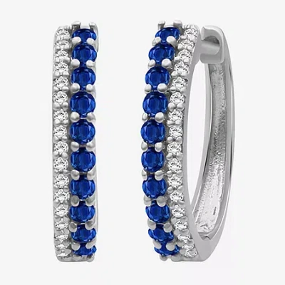 Fine Jewelry Womens Diamond Accent Gemstone 10k Gold 17.8mm Hoop Earrings