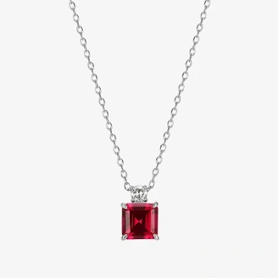 Fine Jewelry Womens Gemstone Sterling Silver Pendant Necklace In Red