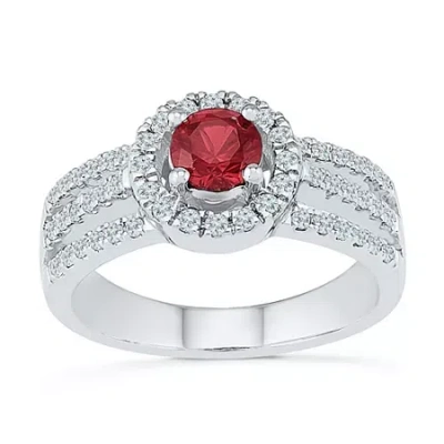 Fine Jewelry Womens 3/8 Ct. T.w. Lab Created Red Ruby Sterling Silver Cocktail Ring In Transparent