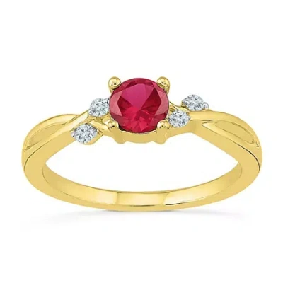 Fine Jewelry Womens Lab Created Red Ruby 10k Gold Cocktail Ring In Transparent