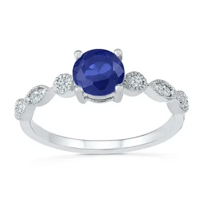 Fine Jewelry Womens Lab Created Blue Sapphire Sterling Silver Promise Ring In Transparent