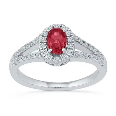 Fine Jewelry Womens Lab Created Red Ruby Sterling Silver Cocktail Ring In Transparent