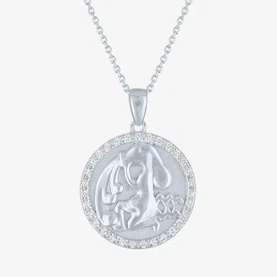 Fine Jewelry Zodiac Lab Created White Sapphire Sterling Silver Round 16 Inch Pendant Necklace In Blue