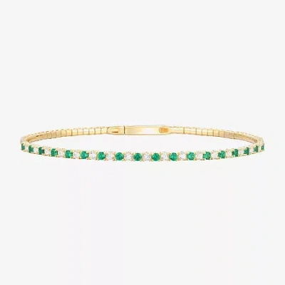 Fine Jewelry Gemstone 14k Gold Over Silver Sterling Silver Bangle Bracelet In Green