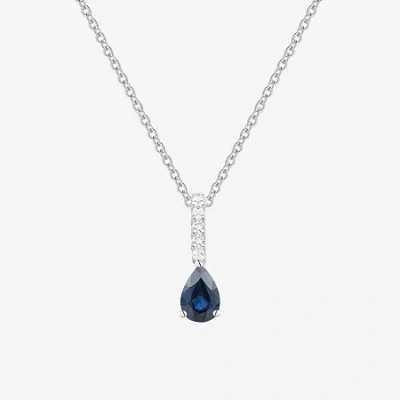 Fine Jewelry (j-k/i2-i3) Womens Diamond Accent & Gemstone 10k Gold Pear 18 Inch Pendant Necklace In Blue