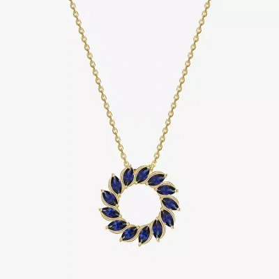 Fine Jewelry Womens Gemstone 18k Gold Over Silver Circle Pendant Necklace