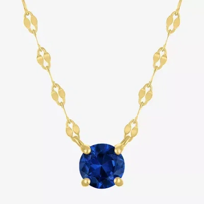 Fine Jewelry Gemstone 14k Gold Over Silver Round 18 Inch Pendant Necklace In Blue