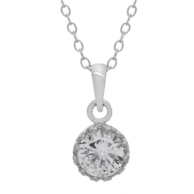 Fine Jewelry Lab-created White Sapphire Sterling Silver Pendant Necklace In White