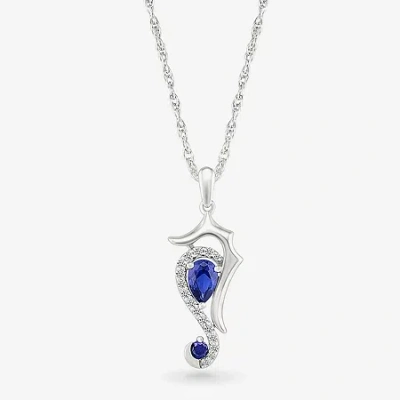Fine Jewelry Sea Horse Womens Lab Created Blue Sapphire Sterling Silver 18 Inch Pendant Necklace In Transparent